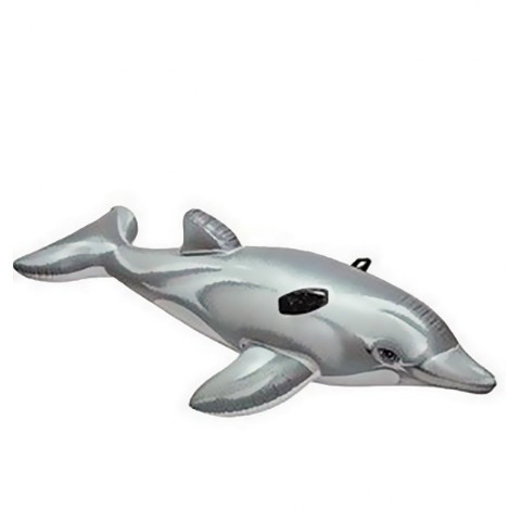montable inflable con forma de delfin gris
