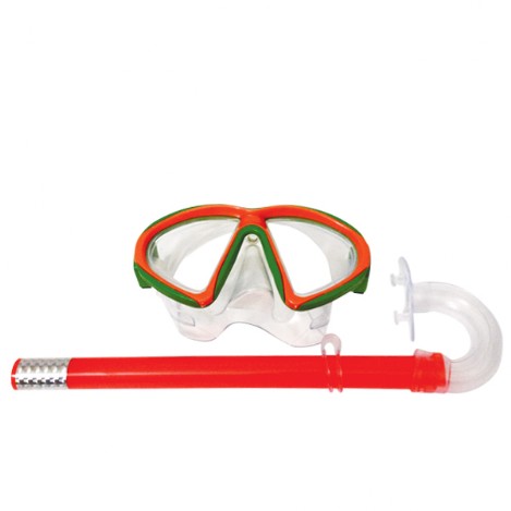 snorkel y goggles para nadar color rojo en bolsa